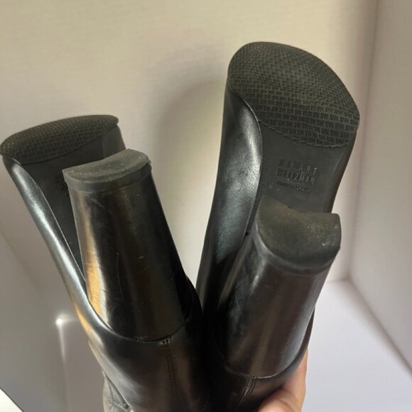 Stuart Weitzman Black Heeled Leather Slide-On Boots US 7.5 - Picture 12 of 12